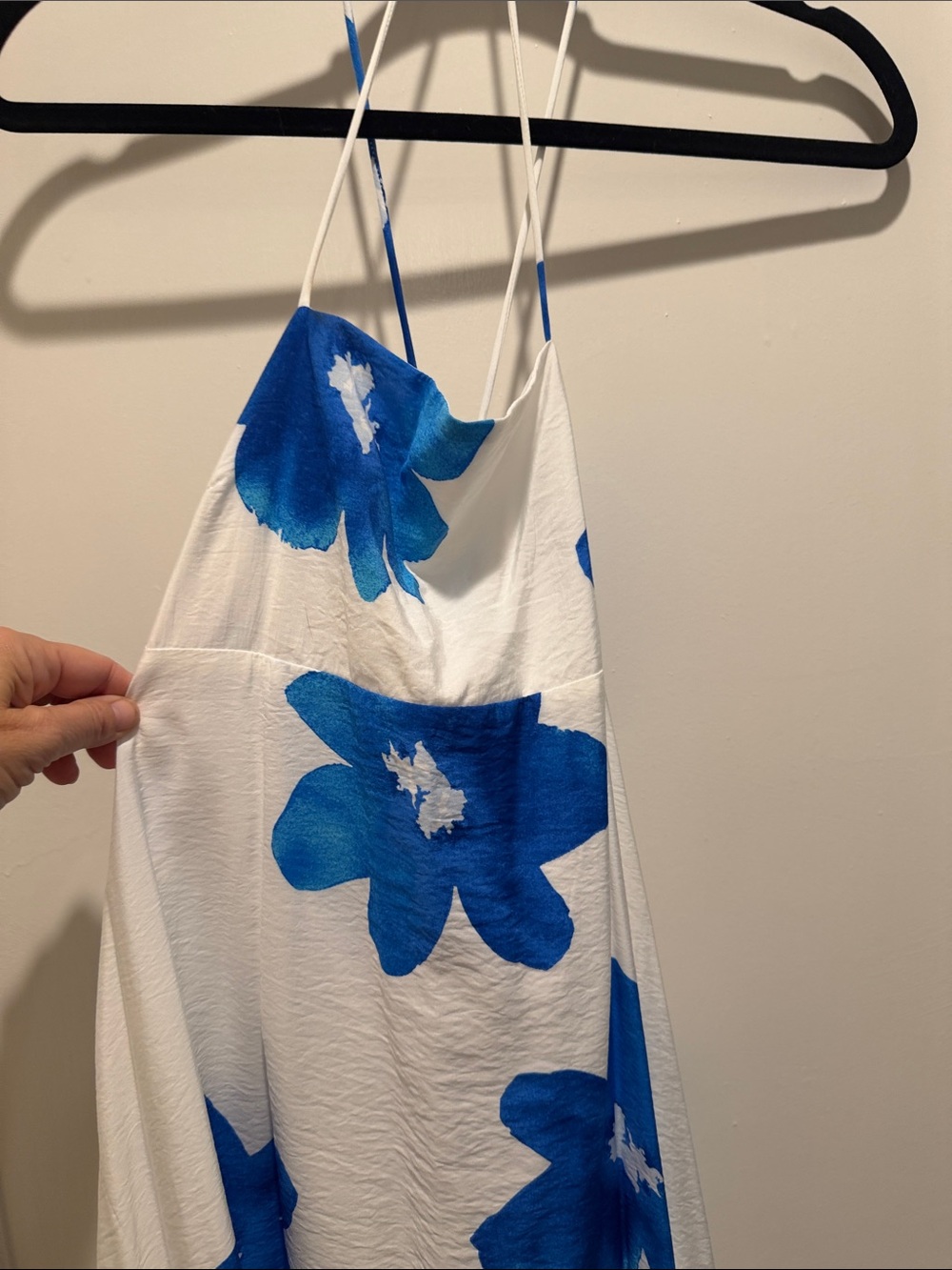 Blue Floral White women’s One-Piece Dress - Strappy Summer Style